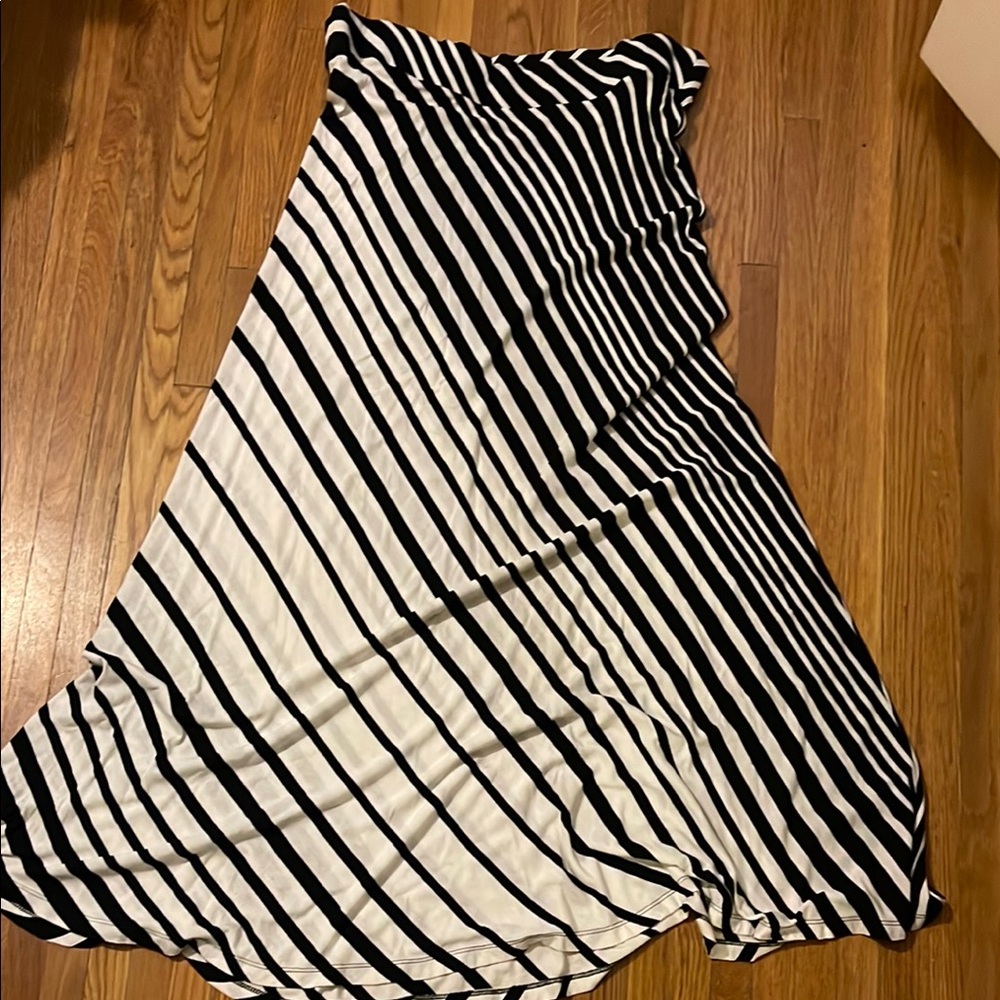 INC International Concepts Black and White Asymmetrical Maxi Skirt